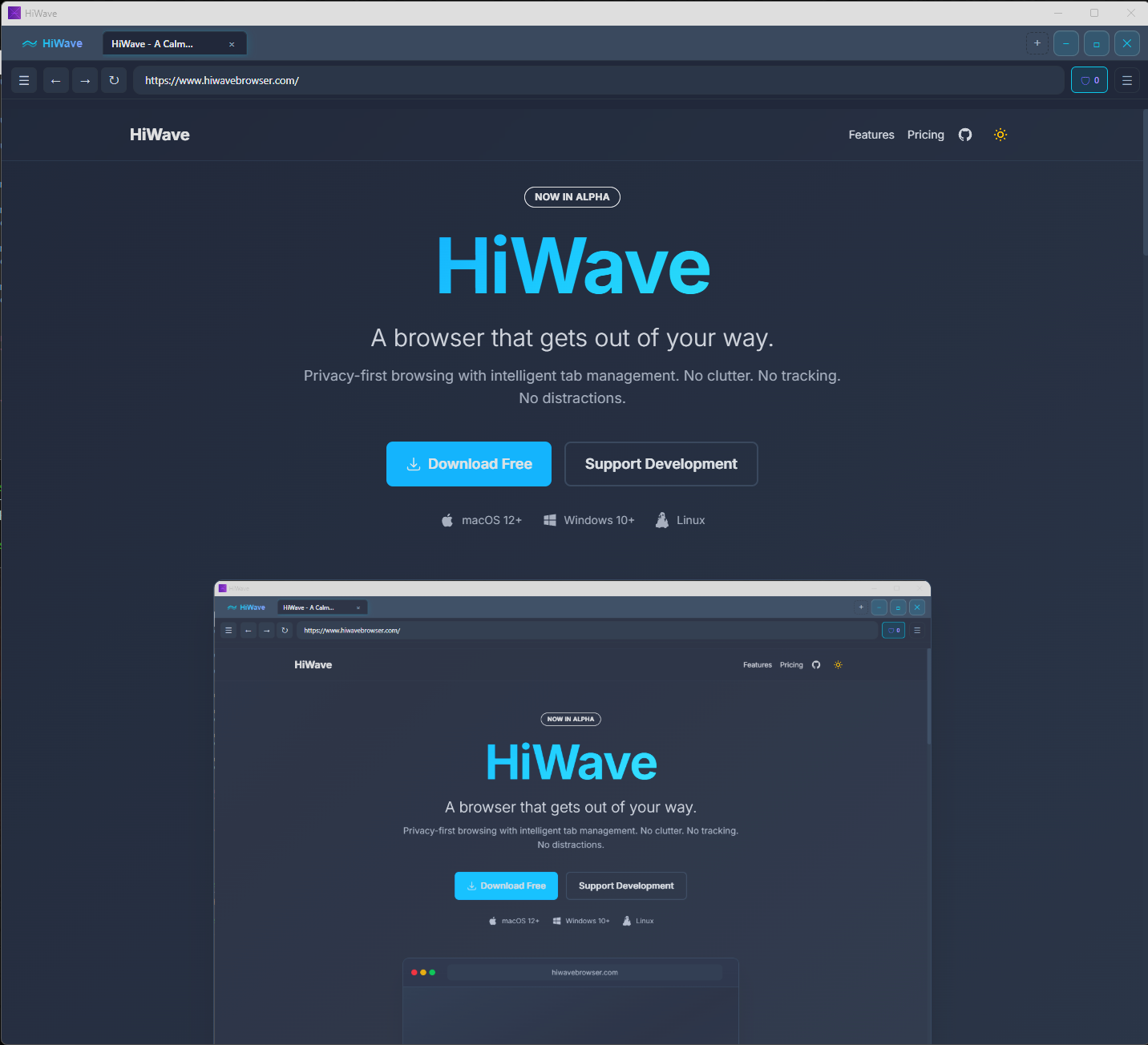 HiWave Browser - A calmer browsing experience
